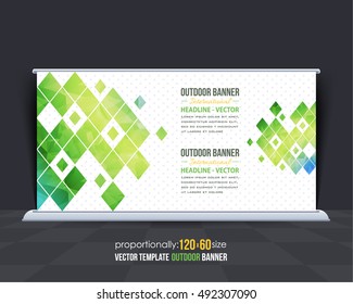 Vector Low Poly Outdoor Banner, Colorful Advertising Background Template