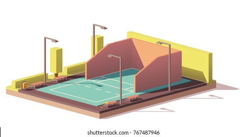 Vector low poly outdoor racquetball court