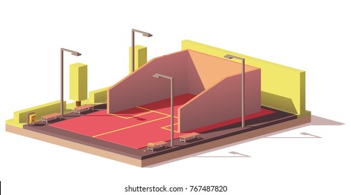 Vector low poly outdoor squash court