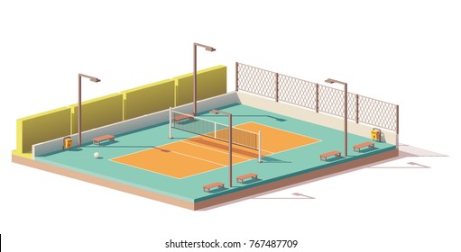 Vector low poly outdoor volleyball court