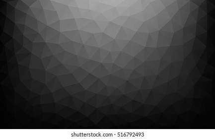 Vector Low poly pale black triangles background. White light. Black edges. Modern dark backdrop. EPS 8