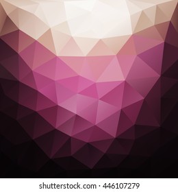 Vector Low poly pale magenta triangles background. Dark edges. Modern backdrop.