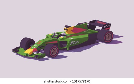 Vector low poly racing car in green livery