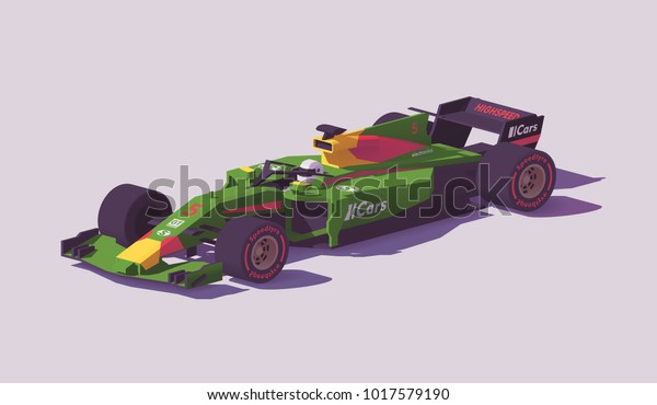 Vector low poly\
racing car in green\
livery