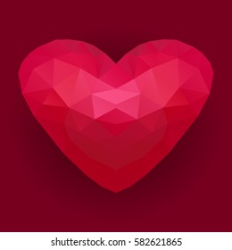 Vector low poly red heart 