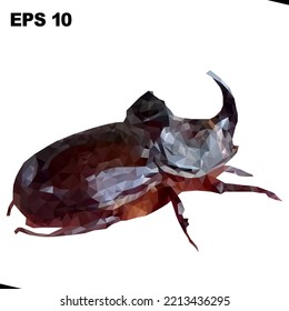 Escarabajo rinocerontes vectoriales bajos. Error polígónico de ilustración de vector