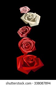 vector low poly roses pyramid. Black background