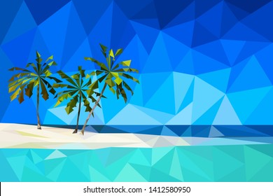 Vector Low Poly Sea and Palm