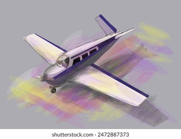 Vector avión bajo poli Pequeño sobre fondo multicolor