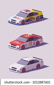 Vector Low Poly Stock Car Racing Cars In Different Liveries