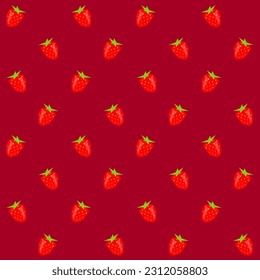 Vector Low Poly Strawberry Seamless Pattern	