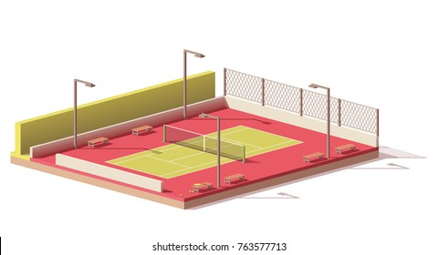 Vector low poly street tennis court