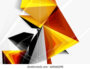 Vector low poly style 3d triangle line, a4 business or technology abstract template