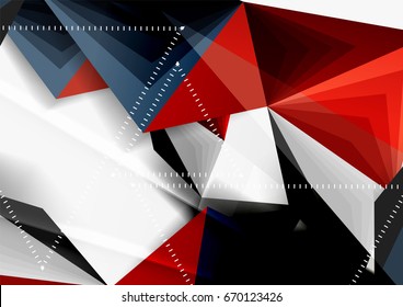 Vector low poly style 3d triangle line, a4 business or technology abstract template