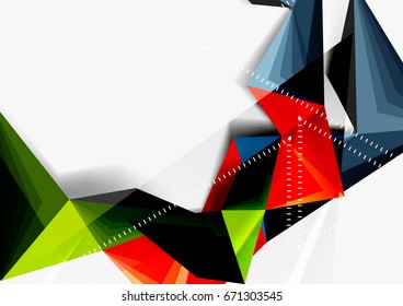 Vector low poly style 3d triangle line, a4 business or technology abstract template