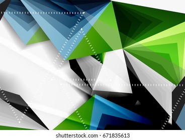 Vector low poly style 3d triangle line, a4 business or technology abstract template