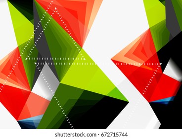Vector low poly style 3d triangle line, a4 business or technology abstract template