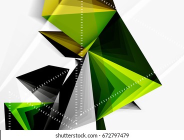 Vector low poly style 3d triangle line, a4 business or technology abstract template