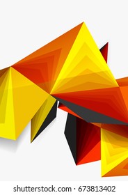 Vector low poly style 3d triangle line, a4 business or technology abstract template