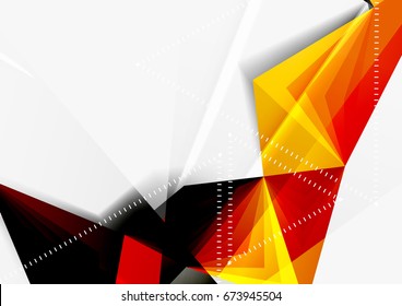 Vector low poly style 3d triangle line, a4 business or technology abstract template