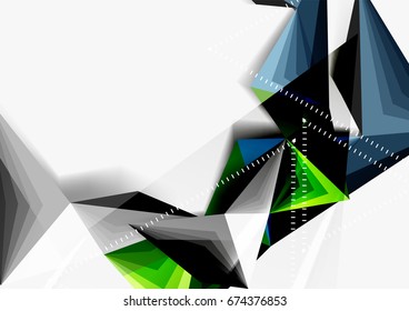 Vector low poly style 3d triangle line, a4 business or technology abstract template