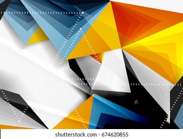 Vector low poly style 3d triangle line, a4 business or technology abstract template