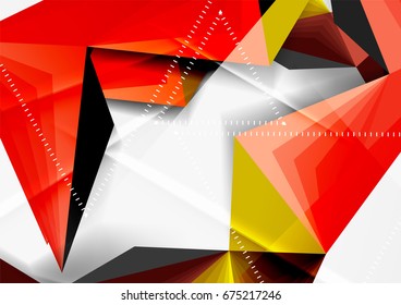 Vector low poly style 3d triangle line, a4 business or technology abstract template