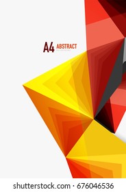 Vector low poly style 3d triangle line, a4 business or technology abstract template