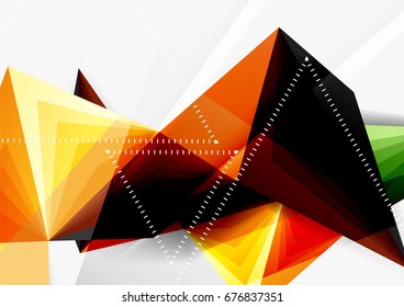 Vector low poly style 3d triangle line, a4 business or technology abstract template