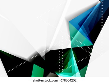 Vector low poly style 3d triangle line, a4 business or technology abstract template