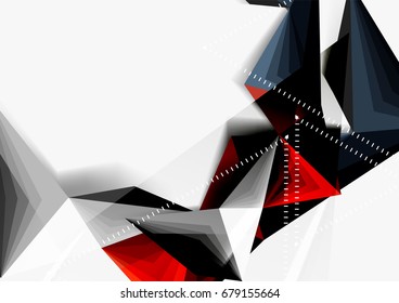 Vector low poly style 3d triangle line, a4 business or technology abstract template