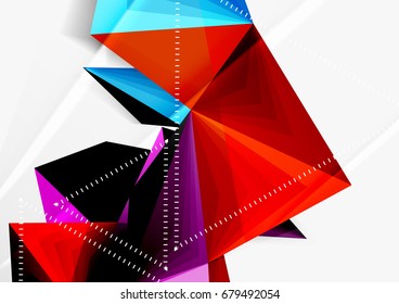 Vector low poly style 3d triangle line, a4 business or technology abstract template