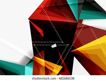 Vector low poly style 3d triangle line, a4 business or technology abstract template