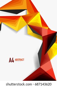 Línea triangular 3d de bajo nivel de polo vector, plantilla abstracta de negocio o tecnología a4