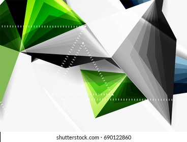 Vector low poly style 3d triangle line, a4 business or technology abstract template