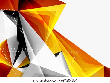Vector low poly style 3d triangle line, a4 business or technology abstract template