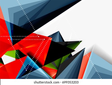 Vector low poly style 3d triangle line, a4 business or technology abstract template