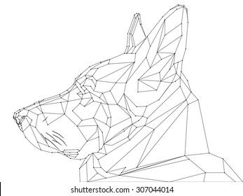 vector low poly style  lines shepherd snout