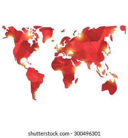 Vector Low Poly Style World Map Illustration 