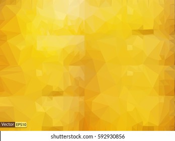 Muro de mosaico triangular vectorial de baja polilla, fondo dorado