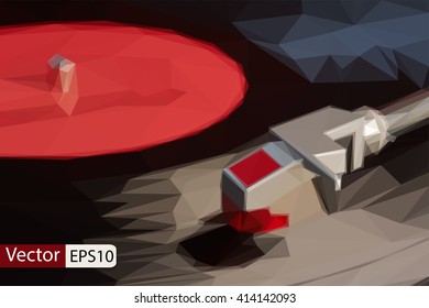 Vector low poly vinyl music plate triangle background
