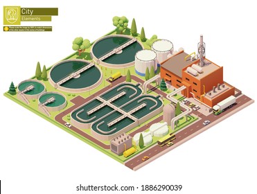 Infraestructura de plantas de tratamiento de aguas residuales o de polos bajos para vectores. Planta de limpieza de agua o aguas residuales. Cuencas para la aireación del agua de alcantarillado. Planta de tratamiento biológico