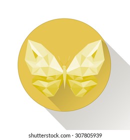 vector low poly yellow  butterfly