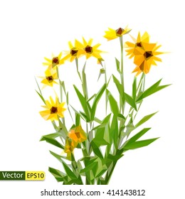 Vector low poly yellow flower sunflower 