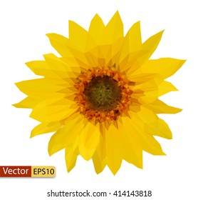 Blaublume mit Low-Poly-Gelb-Vektorgrafik 