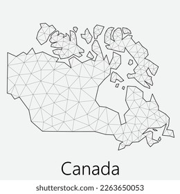 Mapa de Canadá polígono bajo en vectores. Ilustración del mapa de origami. 