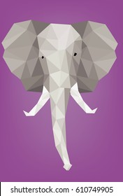 Vector - Low polygonal elephant head in popular style made of triangle shapes