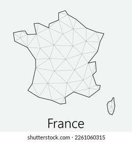 Vector low polygonal France map. Origami map illustration. 