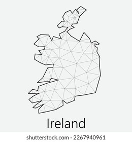 Vector low polygonal Ireland map. Origami map illustration. 