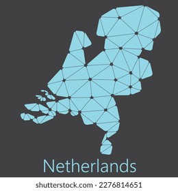 Vector low polygonal Netherlands map. Origami map illustration. 
